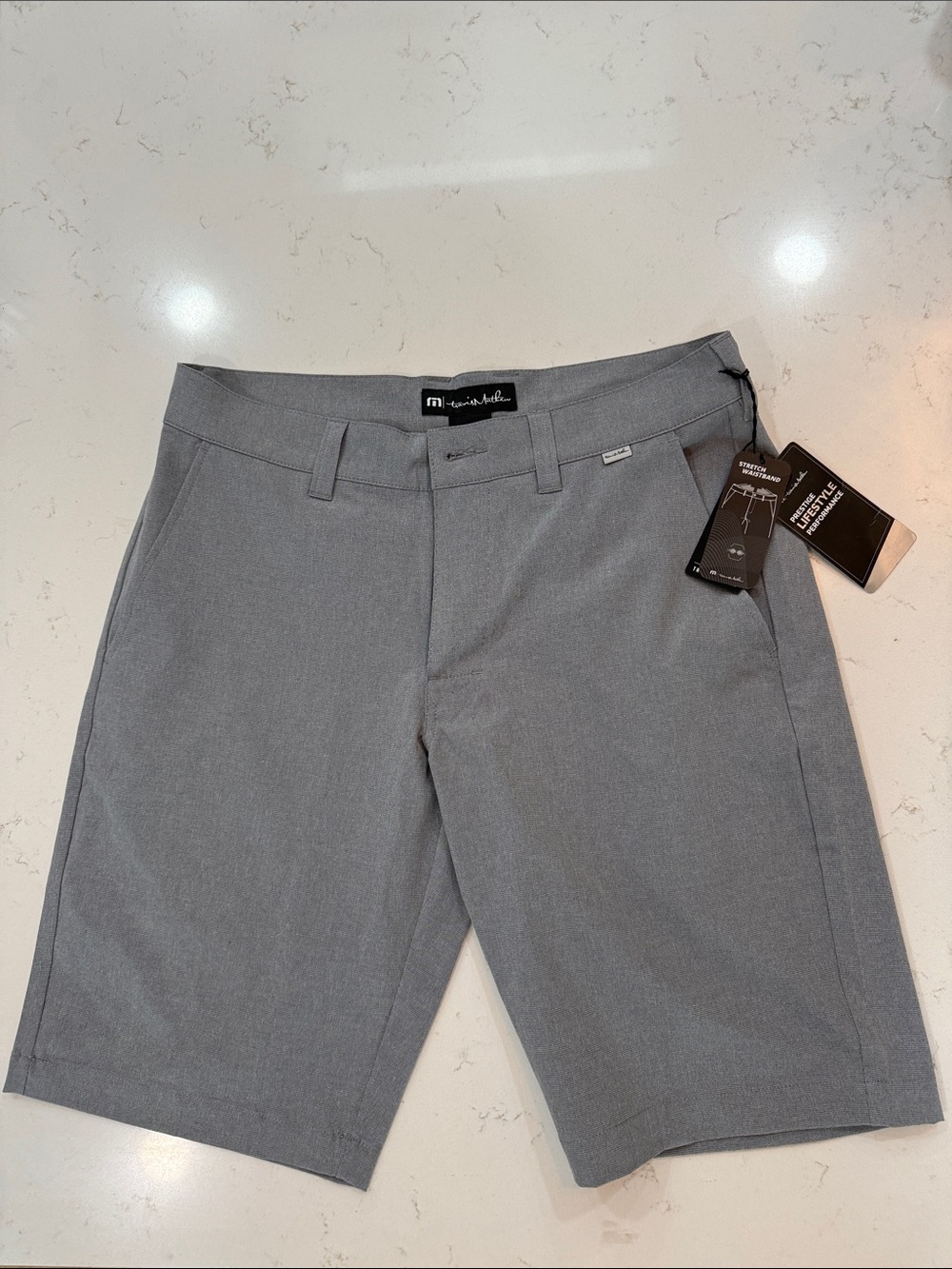 Travis Mathew Gray Flat-Front Performance Shorts